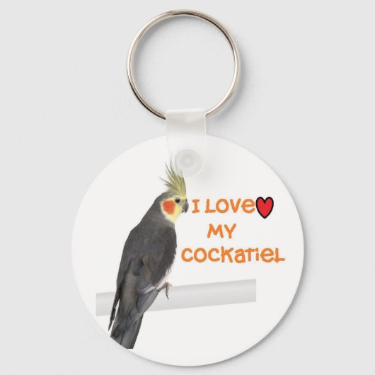 Cockatiel Keychain "私は私のcockatielが大好き" キーホルダー (正面)
