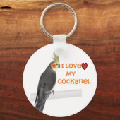 Cockatiel Keychain "私は私のcockatielが大好き" キーホルダー (正面)