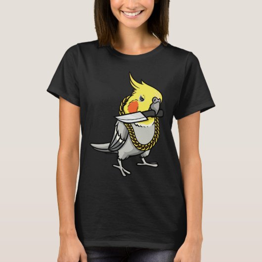 Cockatiel Parrot With Knife Tシャツ (正面)
