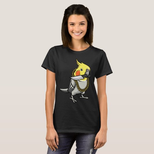 Cockatiel Parrot With Knife Tシャツ (正面フル)