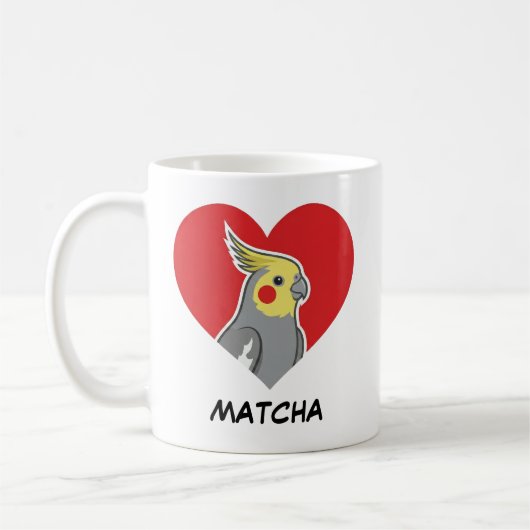 Cockatiel Personalized Heart Gift コーヒーマグカップ (左)