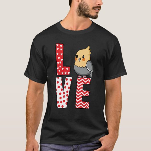 Cockatiel Valentines Day Love Valentine Cute Heart Tシャツ (正面)
