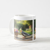 Cockatiel with Flower Cart Cute Pet Bird Lover  コーヒーマグカップ (正面左)