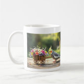 Cockatiel with Flower Cart Cute Pet Bird Lover  コーヒーマグカップ (左)