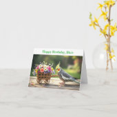 Cockatiel with Flowers Custom name & text birthday カード (黄色い花)
