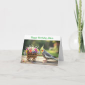 Cockatiel with Flowers Custom name & text birthday カード (正面)