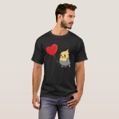 Cockatiel With Heart Balloon Valentines Day Love B Tシャツ (正面フル)