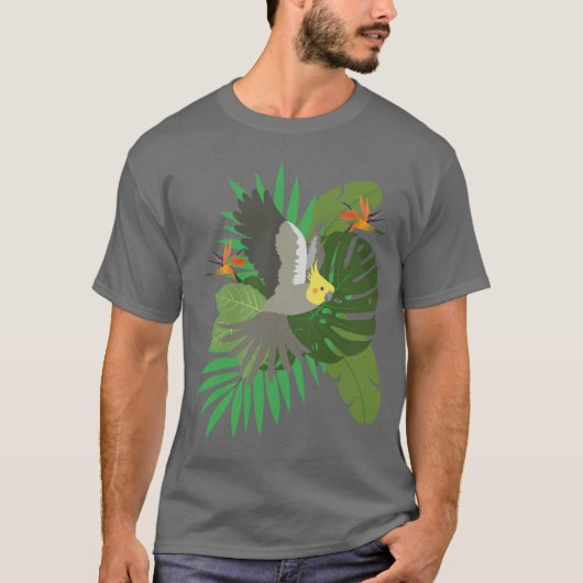 Cockatiel with leaves tシャツ (正面)