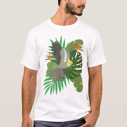 Cockatiel with leaves tシャツ (正面)