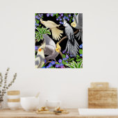 Cockatielsと忘れMe Notsポスター ポスター (キッチン)