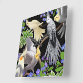 Cockatielsは私をNotsの柱時計忘れます スクエア壁時計 (傾斜)