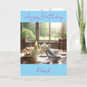 Cockatiels Afternoon Tea Custom Name Text Birhtday カード (正面)