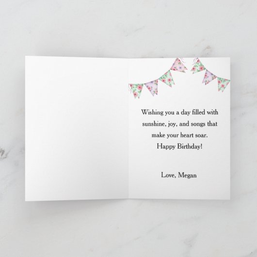 Cockatiels Afternoon Tea Custom Name Text Birhtday カード (内部)