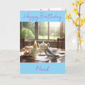 Cockatiels Afternoon Tea Custom Name Text Birhtday カード (黄色い花)
