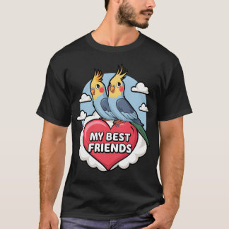 Cockatiels My Best Friends Heart Clouds Design gir Tシャツ