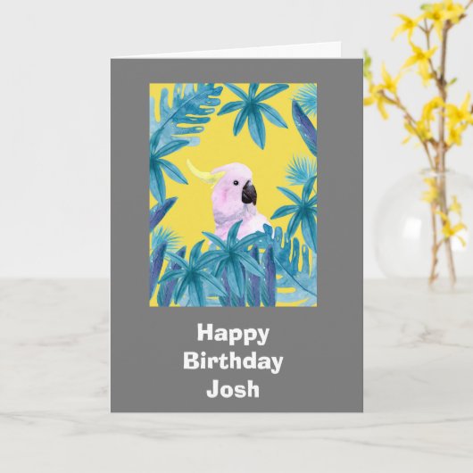 Cockatooカスタマイズ可能な誕生日カード カード (黄色い花)