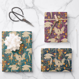 Cockatoo and Pomegranate by Walter Crane Dark ラッピングペーパーシート