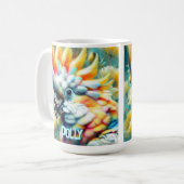 Cockatoo Bird Yellow Poppies Personalized コーヒーマグカップ (正面左)