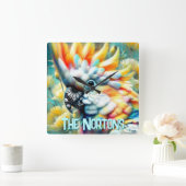 Cockatoo Bird Yellow Poppies Personalized スクエア壁時計 (ホーム)