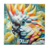 Cockatoo Bird Yellow Poppies Personalized タイル (正面)