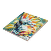 Cockatoo Bird Yellow Poppies Personalized タイル (側面)