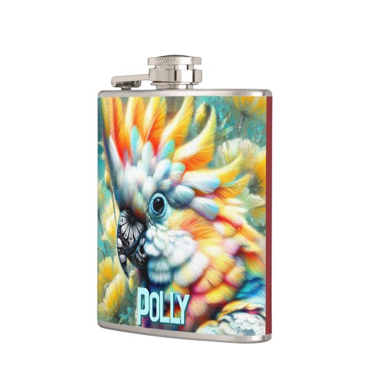 Cockatoo Bird Yellow Poppies Personalized フラスク (左)