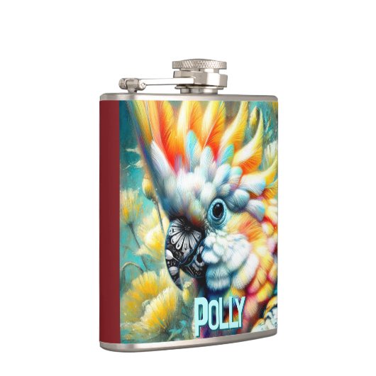Cockatoo Bird Yellow Poppies Personalized フラスク (右)
