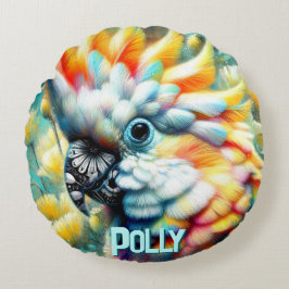 Cockatoo Bird Yellow Poppies Personalized ラウンドクッション