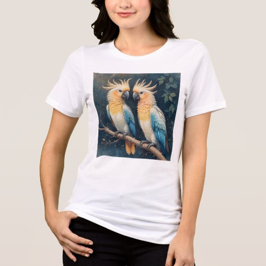 Cockatoo Parrot Couple トライブレンドＴシャツ (正面)