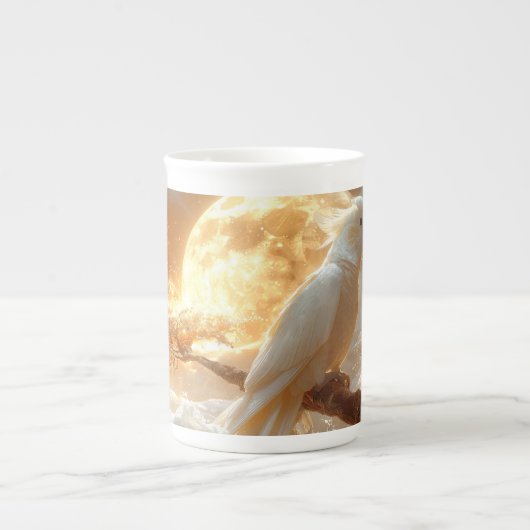Cockatoo Parrot Fantasy Dreamscape ボーンチャイナマグカップ (正面)