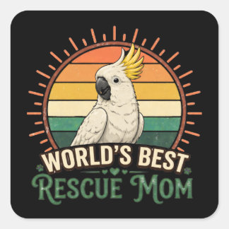 Cockatoo Rescue Bird Mom スクエアシール