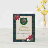 Cockburn Scottish Clan Tartan & Crest カード (黄色い花)