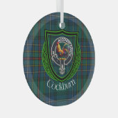 Cockburn Scottish Clan Tartan & Crest ガラスオーナメント (正面右)