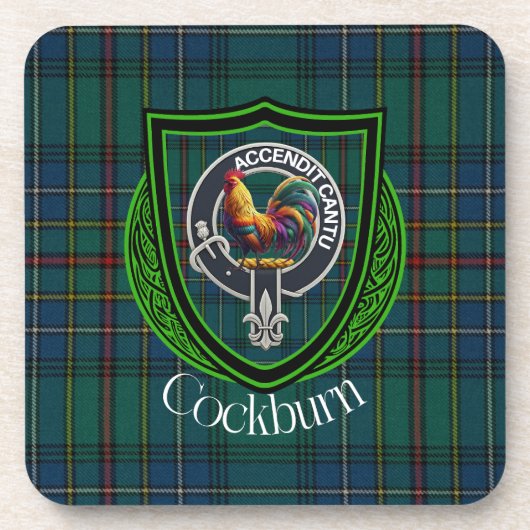 Cockburn Scottish Clan Tartan & Crest コースター (正面)