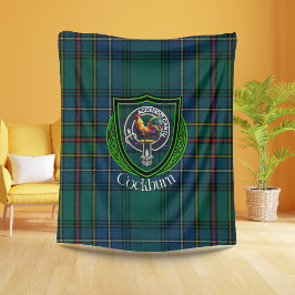 Cockburn Scottish Clan Tartan Crest フリースブランケット