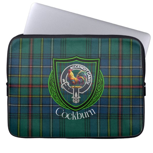 Cockburn Scottish Clan Tartan & Crest ラップトップスリーブ (正面)