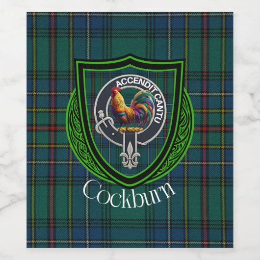 Cockburn Scottish Clan Tartan & Crest ワインラベル (シングルラベル)