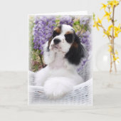 Cockerスパニエル犬グリーティングカード カード (黄色い花)