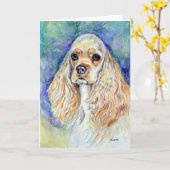 Cockerスパニエル犬グリーティングカード カード (黄色い花)