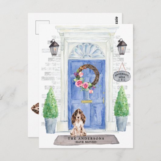 Cockerスパニエル犬引越し案内はがき ポストカード (正面/裏面)