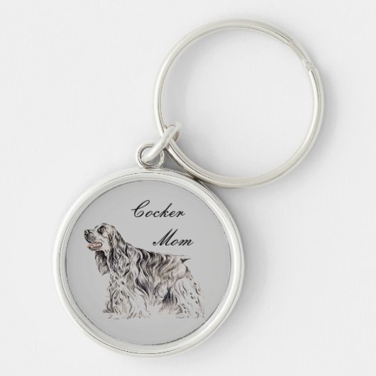 Cocker Mom, American Cockerスパニエル犬キーチェーン キーホルダー (正面)