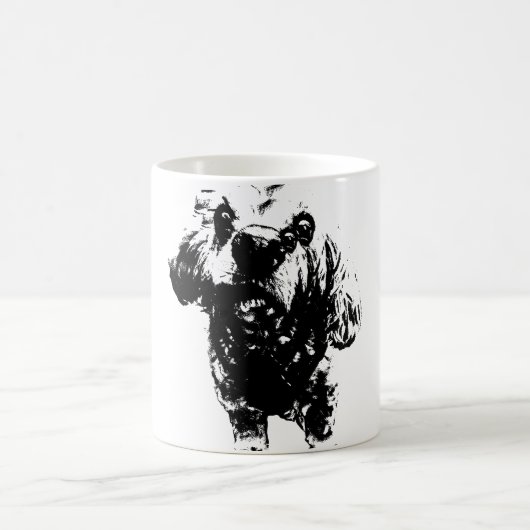 Cocker Sketch – 太いインク コーヒーマグカップ (中央)