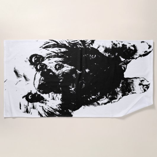 Cocker Sketch –   Bold Dog, Big Splash ビーチタオル (正面)