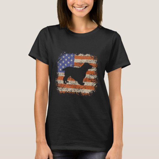 Cocker Spaniel American Flag USA Dog  Puppy US Tシャツ (正面)