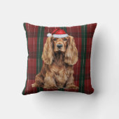 Cocker Spaniel and Seasonal Plaid Christmas Dog クッション (裏面)