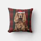 Cocker Spaniel and Seasonal Plaid Christmas Dog クッション (正面)