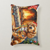 Cocker Spaniel by Fireplace with Christmas Lights アクセントクッション (正面(垂直))