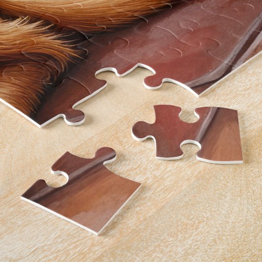 Cocker Spaniel by Fireplace with Christmas Lights ジグソーパズル (側面)