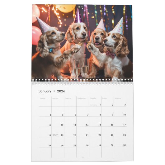 Cocker Spaniel Calendar カレンダー (1月 2026)