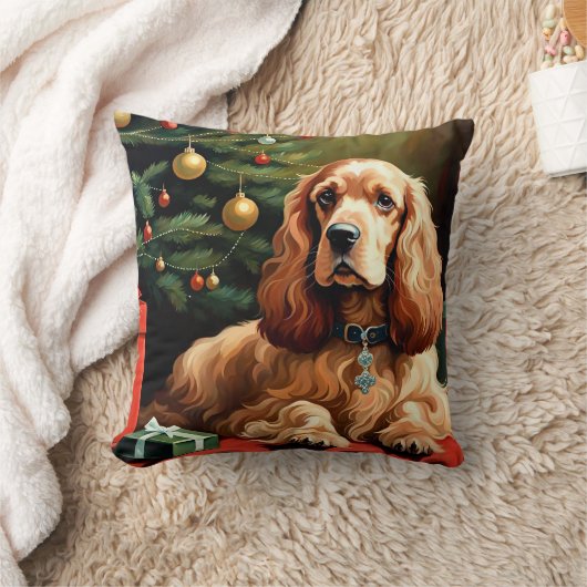 Cocker Spaniel Christmas クッション (ブランケット)